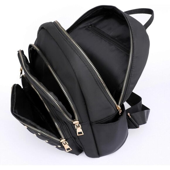 Mini Nylon Backpack for Women Lightweight Travel Purse F Khaki Small Trendy Bag